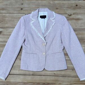 Y2K BCBGMaxAzria Light Pink Blazer with Fringe Accents